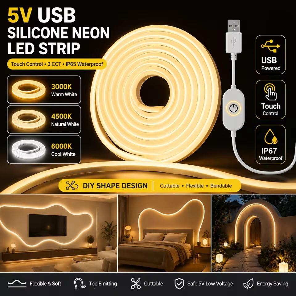 Lighting Bolt Decor - Lampu Strip LED USB Silikon Fleksibel