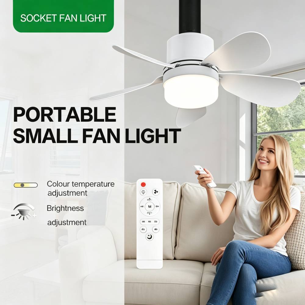 Lighting Decor Room - Lampu Kipas Soket dengan Remote, Kipas