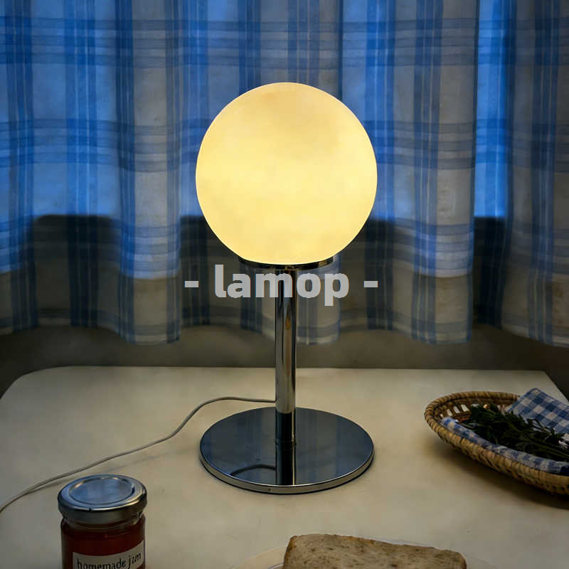 Decor Lighting Table Lamps - Lampu Meja Krom Bulat Putih Susu