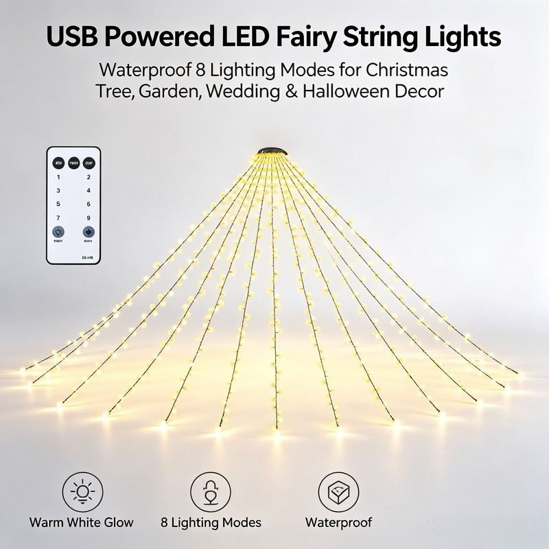 Garden Lighting Decor - Lampu LED USB Fairy String, Lampu