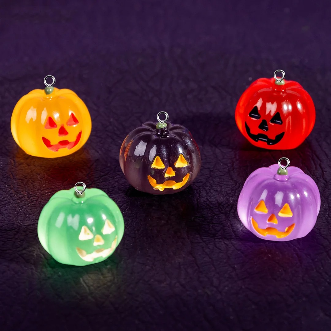 Lighting Decor Items - 5Pcs Gantungan Resin Labu Bercahaya Kawaii