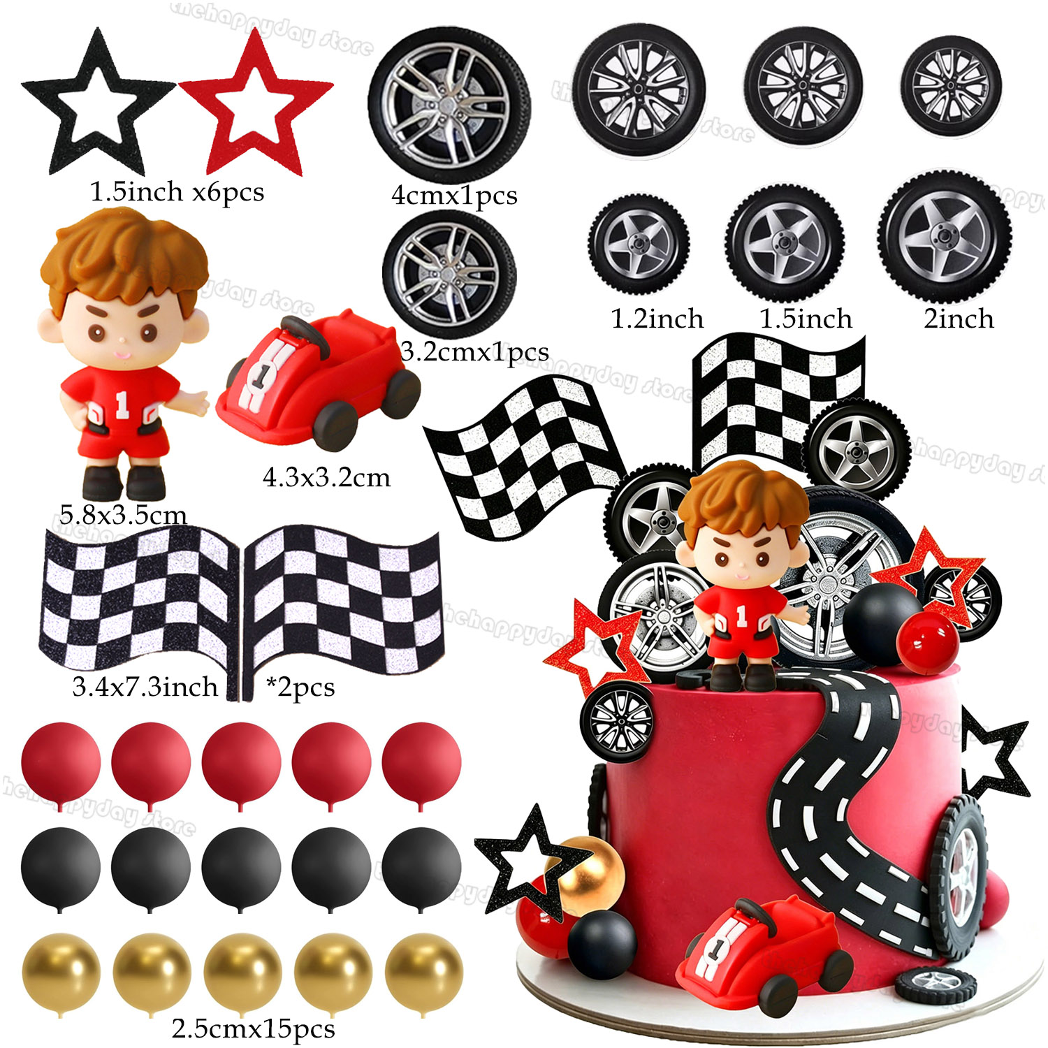 1Set Hiasan Kue Mobil Balap De - Lighting Mcqueen Birthday Decor ulasan dan harga