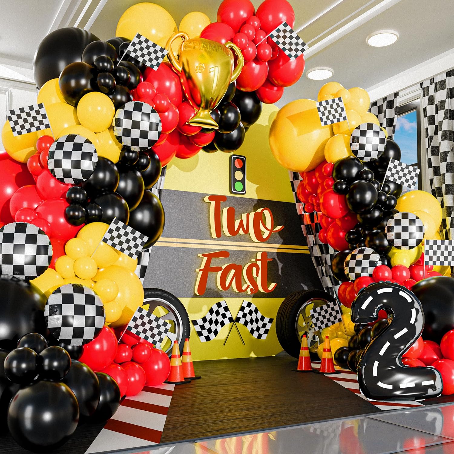 Set Karangan Bunga Balon Tema  - Lighting Mcqueen Birthday Decor ulasan dan harga