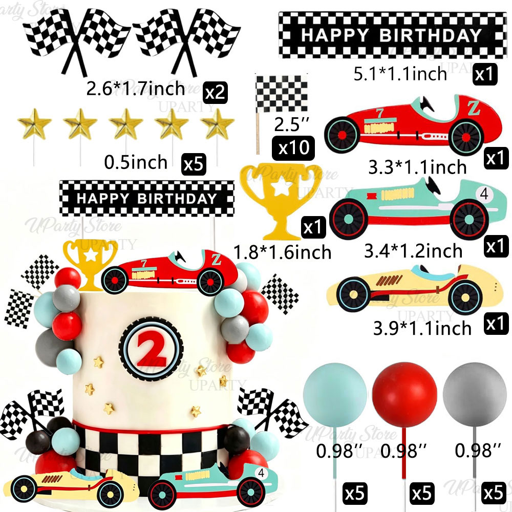 Hiasan Kue Balap Abu-abu Biru  - Lighting Mcqueen Birthday Decor ulasan dan harga