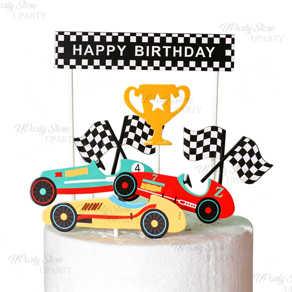 Hiasan Kue Balap Abu-abu Biru  - Lighting Mcqueen Birthday Decor ulasan dan harga