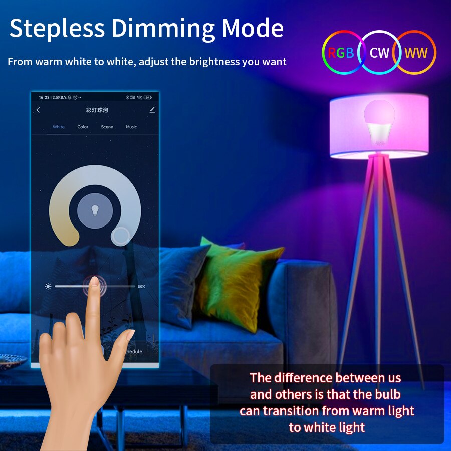 Lampu LED Bluetooth Tuya Dapat - Colour Changing Bulb ulasan dan harga