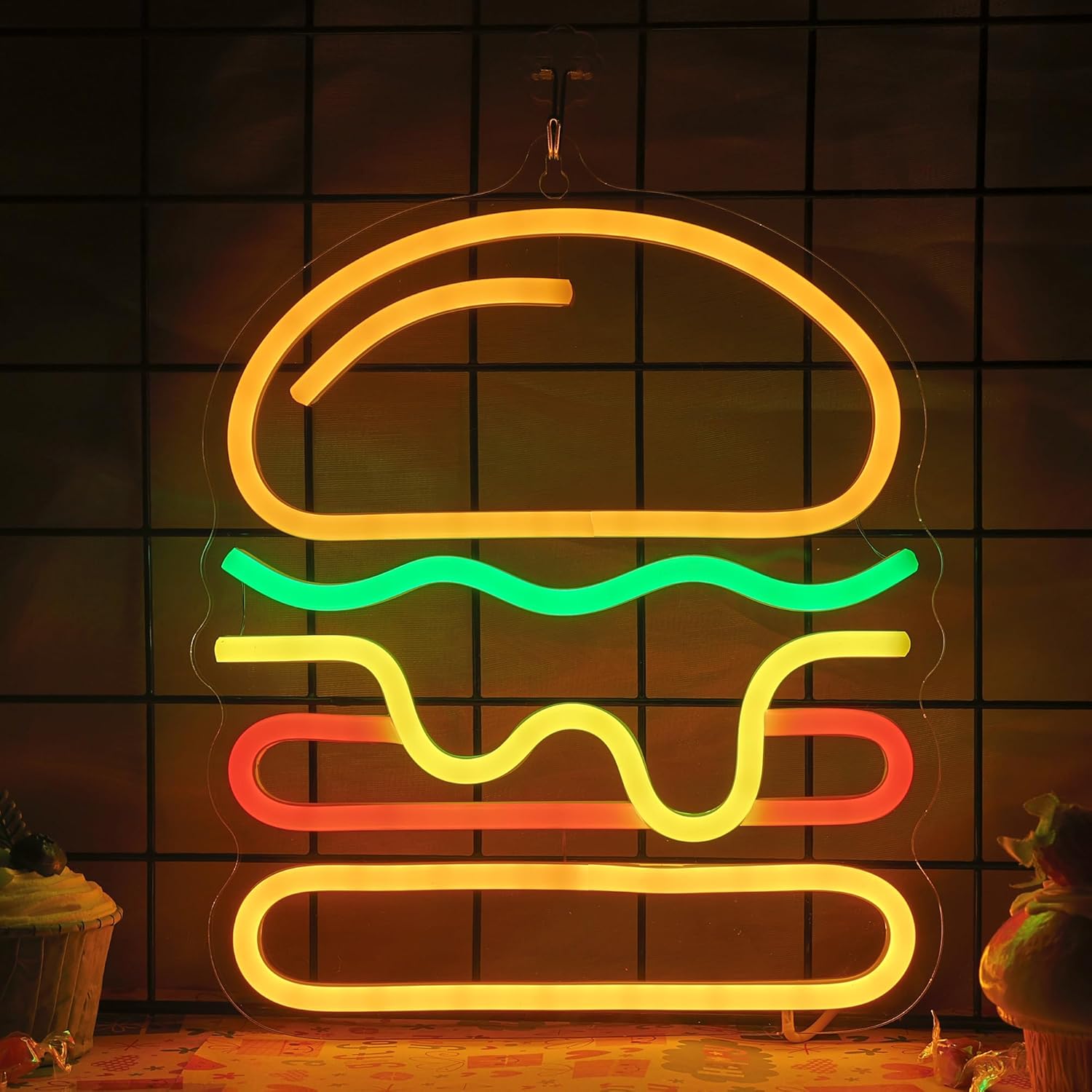 Lampu Neon Burger dengan Lampu - Lighting Decoration Ideas For Home ulasan dan harga