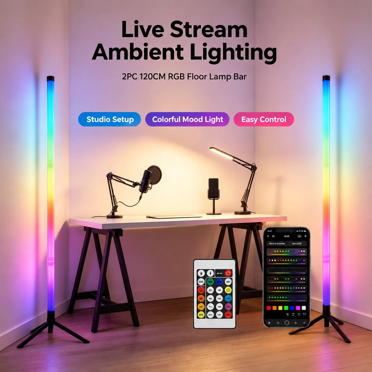 2PCS Lampu Lantai RGB 120CM, L - Lighting Decor Room ulasan dan harga