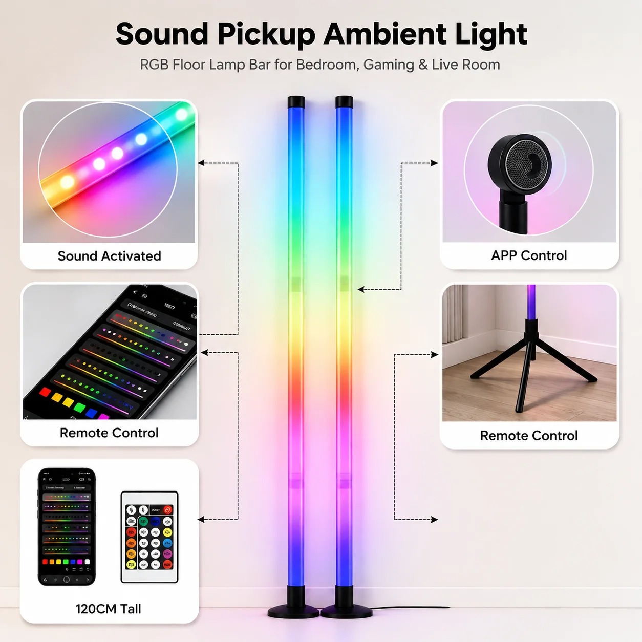 2PCS Lampu Lantai RGB 120CM, L - Lighting Decor Room ulasan dan harga